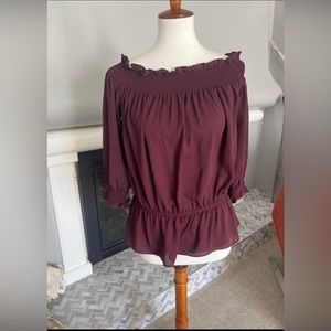 Chelsea 28 Burgundy Peplum Blouse Size Small